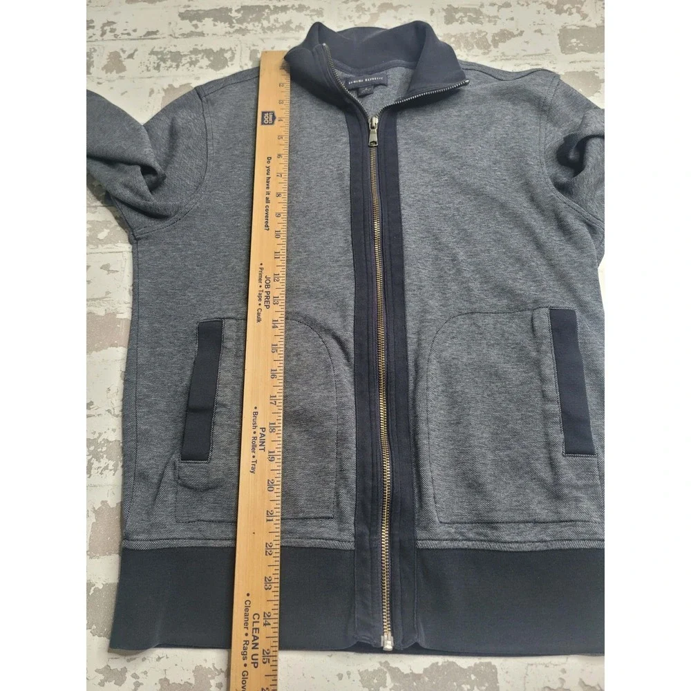 Banana Republic Full Zip Men's Sweater‎ Small 100% Cotton Black/Gray
